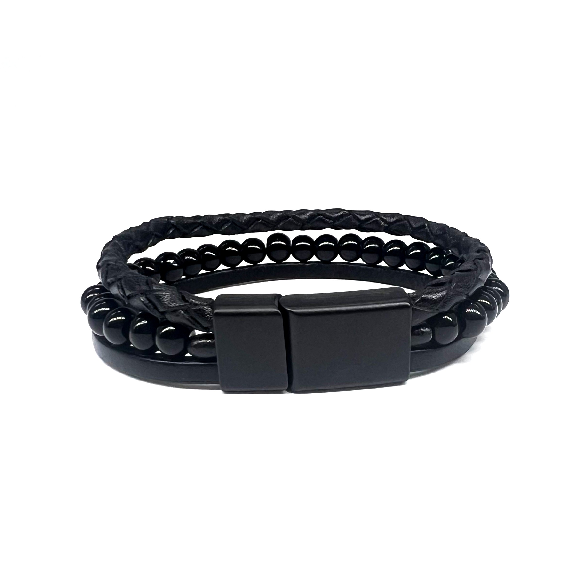 Hakiki Deri Boncuklu El Örgüsü 3 Sıra Mıknatıslı Bileklik - Görsel 10