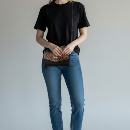 Hakiki Deri Tiger Yılan Baskı Kadın Askılı Çapraz Çanta