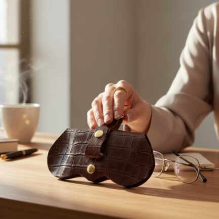 %100 Hakiki Deri Askılı Gözlük Kılıfı Çanta Charmı